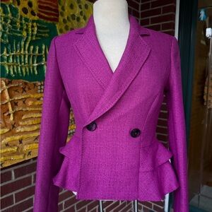 Nine West Women's Double-Breasted Peplum  Magenta Blazer
